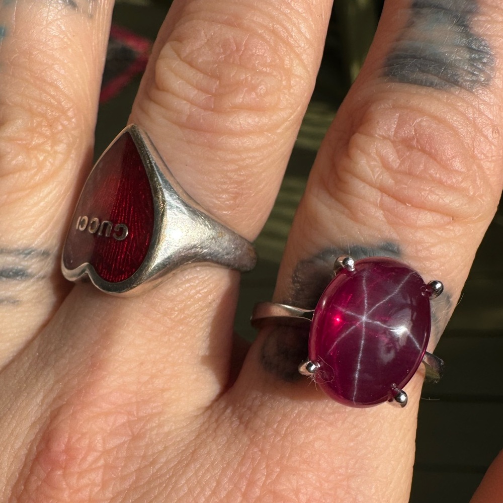 Aaa Quality Star Ruby Ring Sterling Silver Pink S… - image 3